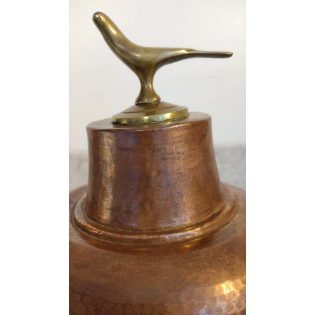 Early 20th Century Ottoman Era Brazier Lid - Hammered Copper With Brass Bird For Sale - Image 4 of 10