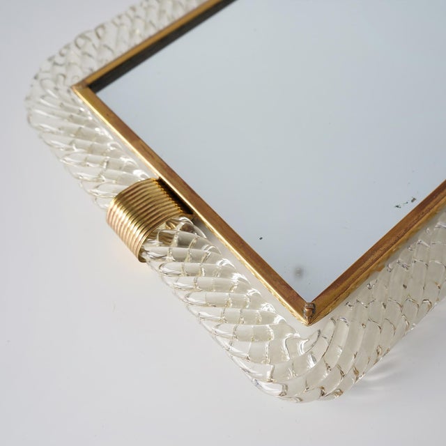 Barovier & Toso Twist Murano Glass and Brass Tray For Sale - Image 10 of 11