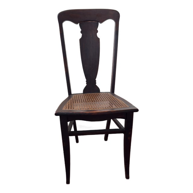Late 19th Century Mission Armless Side Chair With Cane Seat For Sale