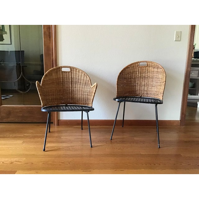 Vintage Maurizio Tempestini designed chairs made by John Salterini. Neva-Rust Wicker and Metal Chairs made in the...