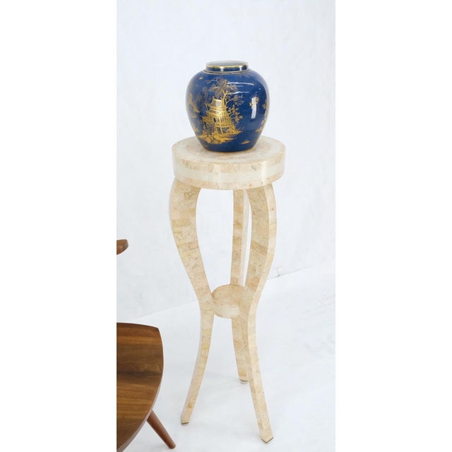 Elegant Tessellated Stone Tri Leg Pedestal Stand Side Table Mint For Sale - Image 9 of 9