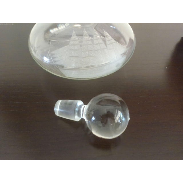 Vintage Etched Crystal Clipper Ship Decanter For Sale - Image 4 of 4