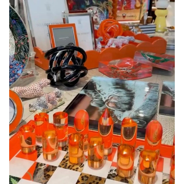 Tiger Seeing Double Orange Acrylic Candy Catchall Dish, Large For Sale - Image 10 of 11