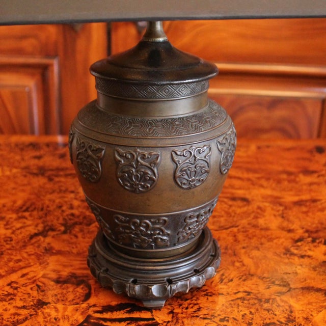 Chinese Antique Bronze Vessel Lamp For Sale - Image 4 of 10