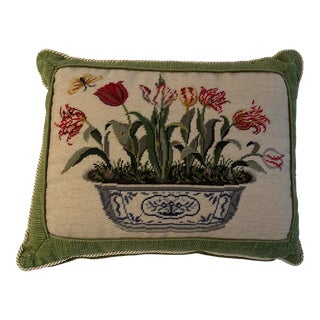1990s Vintage Embroidered Decorative Pillow. For Sale