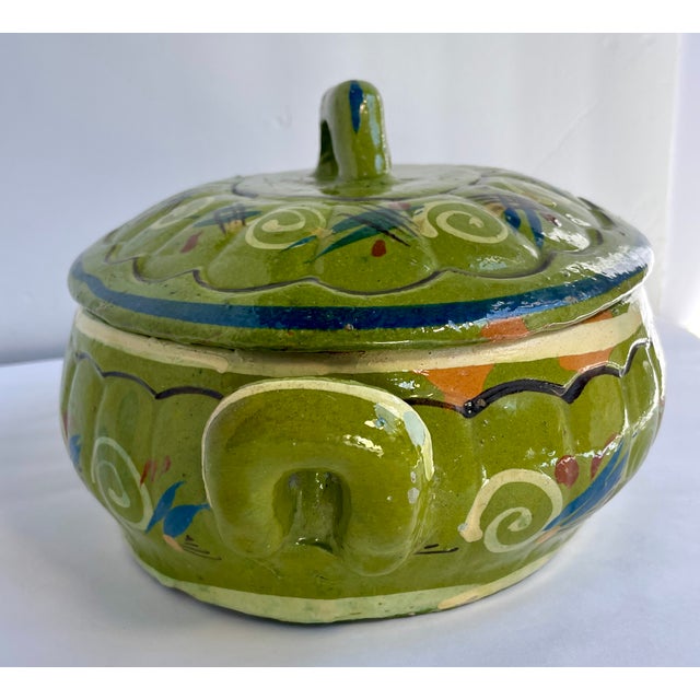 Green 1940s Handmade Mexican Green Lidded Casserole - For Sale - Image 8 of 10