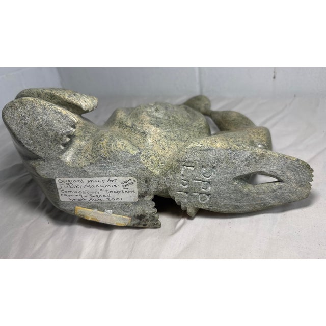 Large Vintage Tukiki Manomie Inuit Canadian Carved Soapstone Sculpture Statue For Sale - Image 15 of 18