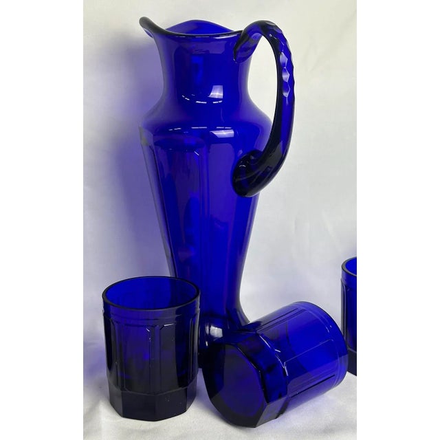 Mid-Century Modern Mid-Century Crystal Cobalt Glass Liqueur Set, Czech Republic, Set of 7 For Sale - Image 3 of 11