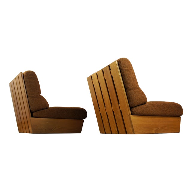 Vintage Free-Form Lounge Chairs in Light Wood, 1960s, Set of 2 For Sale