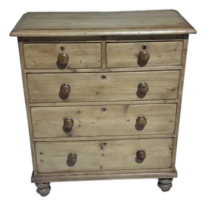 Antique Pine Two Over Three Drawers - Chest of Drawers From England