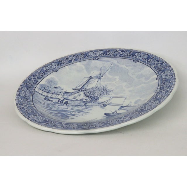 Boch Delfts Extra Large White Blue Porcelain Plate Royal Sphinx Holland 4896b For Sale - Image 4 of 18