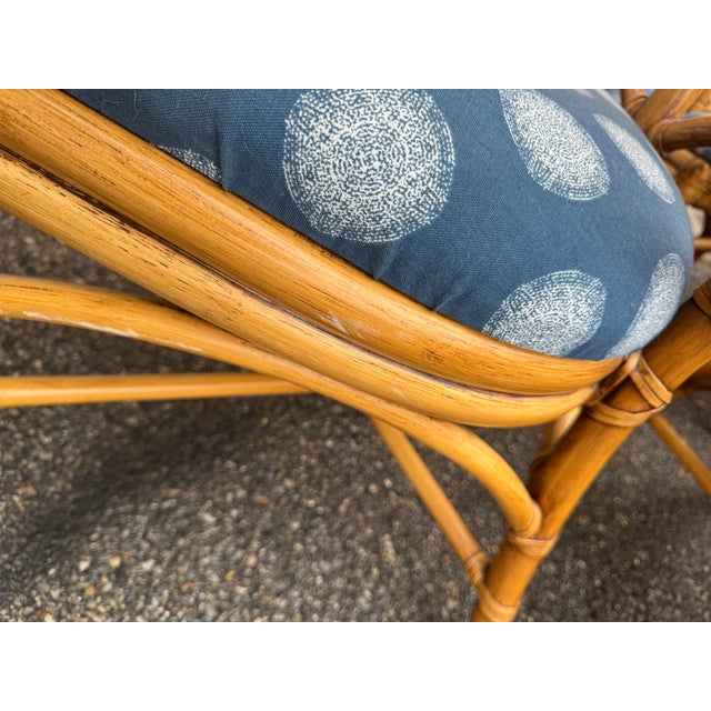 1970s Rattan Dining Set With Sculptural Twisted Base and Round Glass Top & 8 Dining Chairs For Sale In Philadelphia - Image 6 of 12