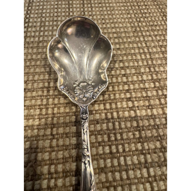 American Antique Baker Manchester “Poppy” Sterling Silver Berry Spoon For Sale - Image 3 of 5