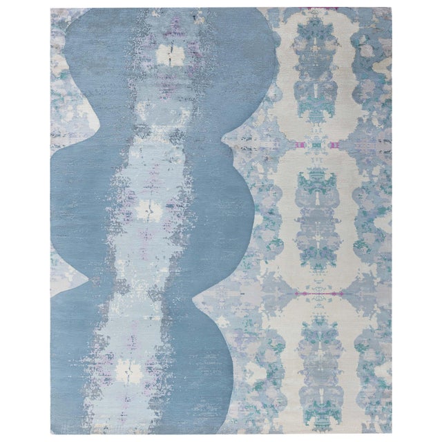 Modern Eskayel Jangala Abstract Green Hemp Rug by Doris Leslie Blau For Sale
