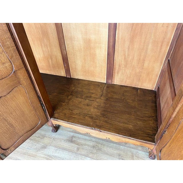 Vintage French Louis XVI Style Carved Oak 4-Door Wardrobe For Sale - Image 15 of 18
