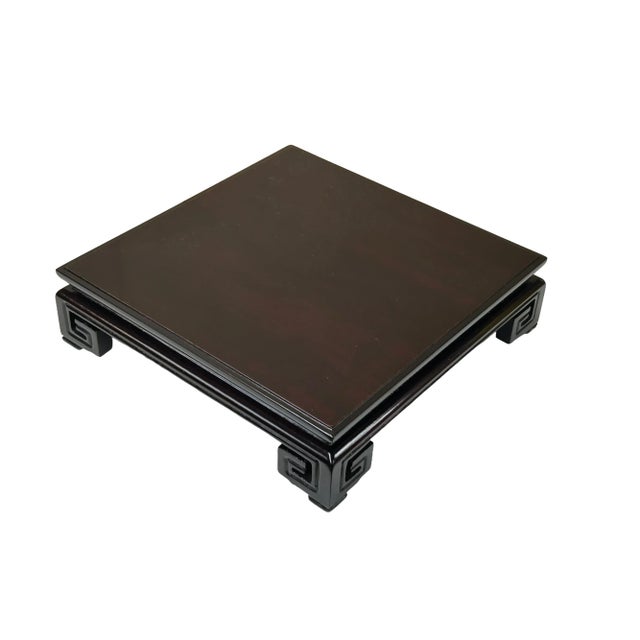 Asian 6" Dark Brown Square Straight Scroll Legs Wood Display Stand Riser Easel For Sale - Image 3 of 6