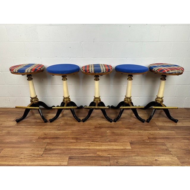 Drexel Vintage Drexel Furniture Et Cetera Mid Century Iron Base Stools - Set of 5 For Sale - Image 4 of 10
