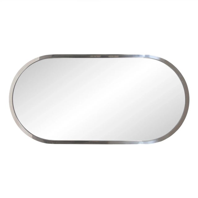 Modern Capsule Stainless Steel Mirror For Sale - Image 3 of 10