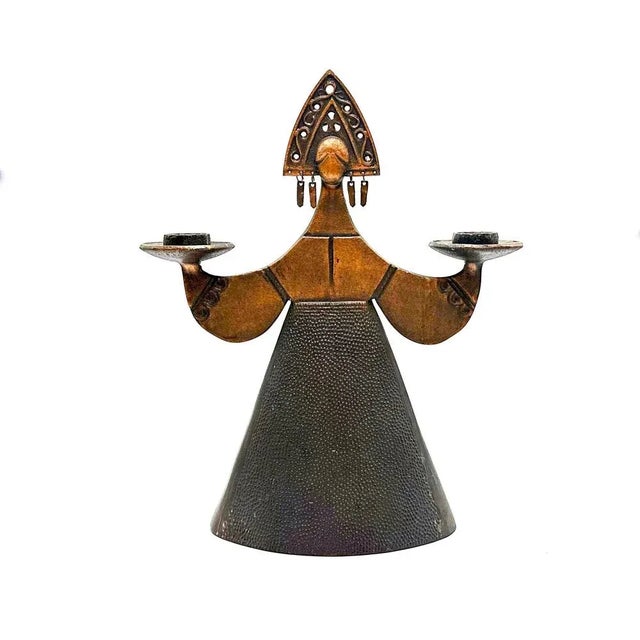 Vintage Figure Lady Dress Copper Candle Holder in the style of Bjorn Wiinblad, 1970s For Sale - Image 10 of 10