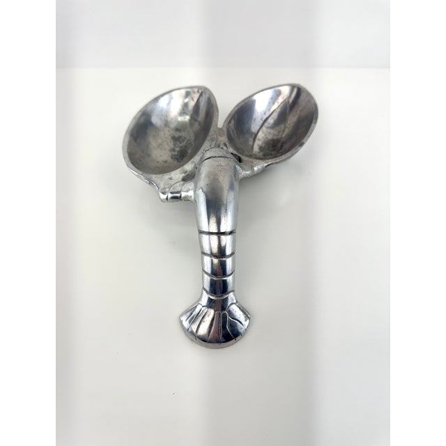 Vintage Aluminum Lobster Serving Dish Double Bowl Coastal Entertaining Piece For Sale - Image 9 of 9