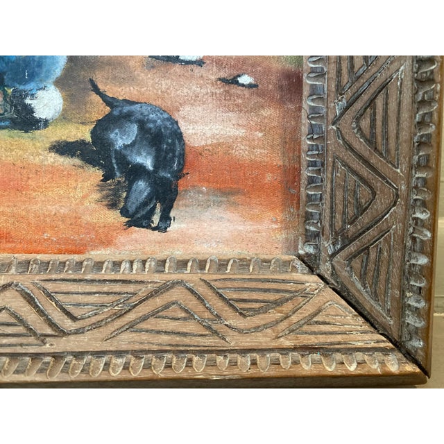 Paint 1969 Haitian Village Scene Folk Art Style Painting by Pierre Augustin, Framed For Sale - Image 7 of 12