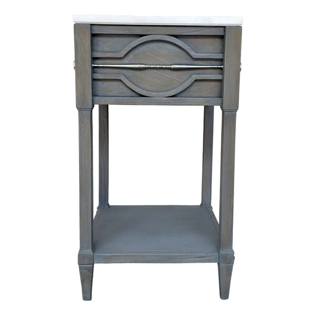 Ambella Home Modern Gray Wood and Marble Spindle Sink Vanity For Sale