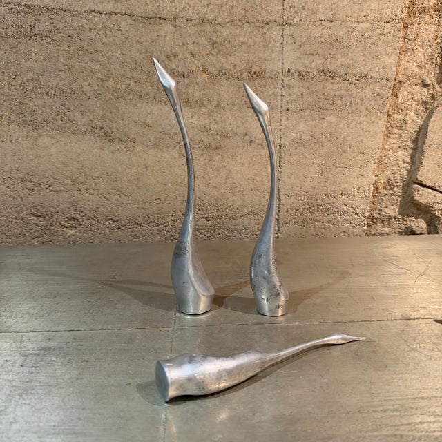 Vintage Modernist Aluminum Bird Figurines Set of (3) Alcan Hoselton Canada Sculptures For Sale - Image 10 of 10