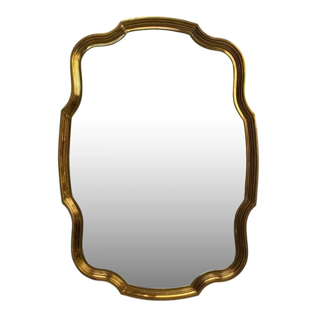 Hollywood Regency Style, Bronze, Scalloped Wall Mirror, Usa, 1950s For Sale