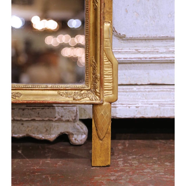 18th Century French Louis XVI Provencal Giltwood Mirror With Lyre Crest For Sale - Image 4 of 7