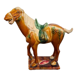 1980s Tang Dynasty Style Drip Glaze Horse Figurine