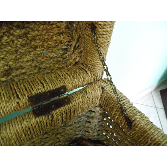 Pirate-Style Trunk with Domed Wicker Lid and Two Handles, 1970s For Sale - Image 11 of 14