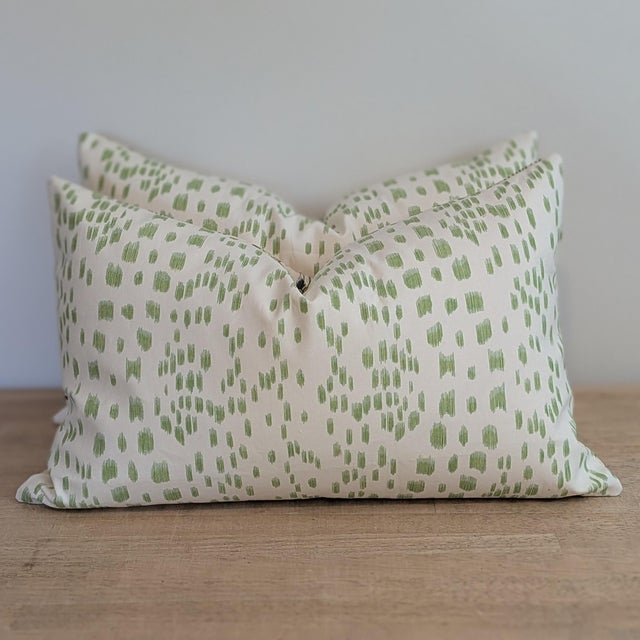 Namay Samay Chinsura Hand Print 15x24" Lumbars With Les Touches Peridot Backs For Sale - Image 4 of 8