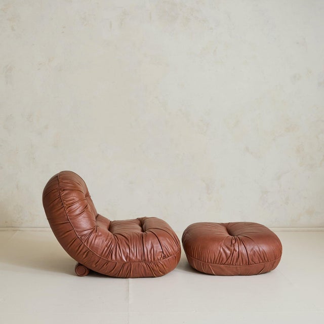 Mid-Century Modern Italian 'Tumble' Lounge Chair + Ottoman by Adriano Piazzesi from Tre D, 1973 For Sale - Image 3 of 11