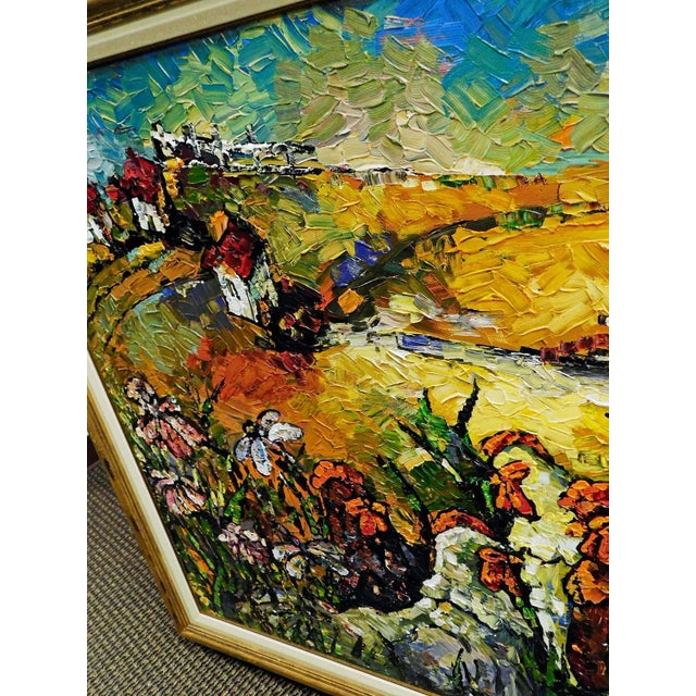 Orange Maya Eventov "Untitled" Rooster Original Acrylic on Canvas H.Signed For Sale - Image 8 of 14