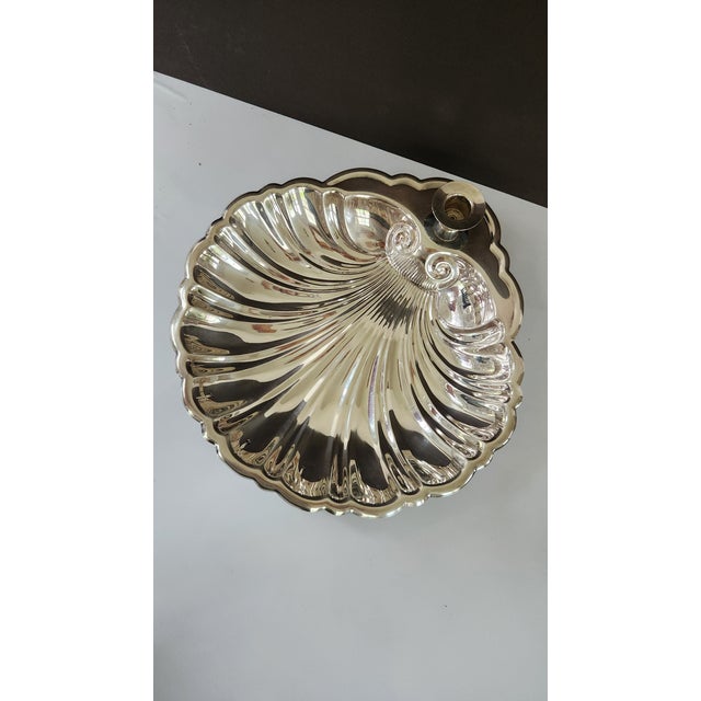 Silver Mid 20th Century Mid-Century Modern Eton Silver-Plated Shell Shrimp Cocktail Server With Original Glass Sauce Cup For Sale - Image 8 of 14
