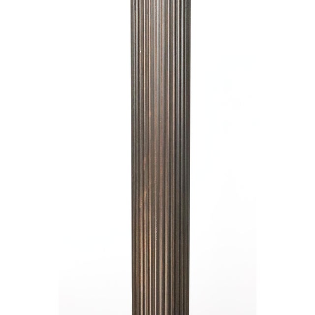 Brass Mid 20th Century Restored Art Deco Brass Milk Glass Torchiere Floor Lamp For Sale - Image 8 of 8