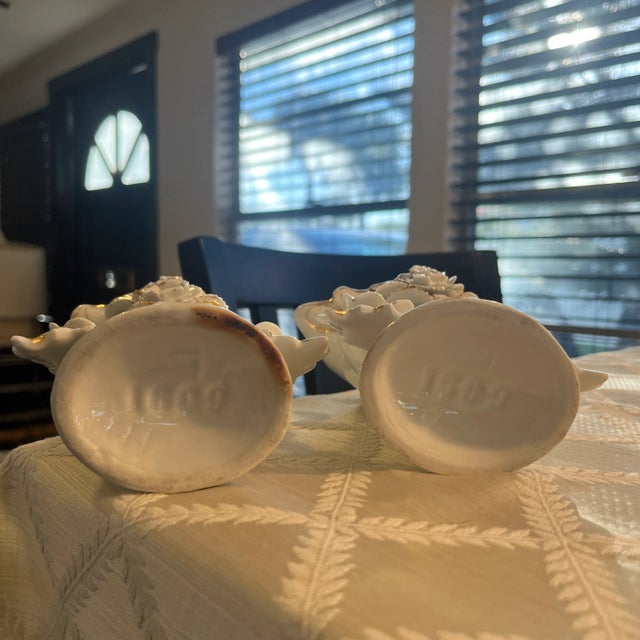 Ceramic Pair of Early 20th Century Old Paris Spill Vases With Applied Florals. For Sale - Image 7 of 12