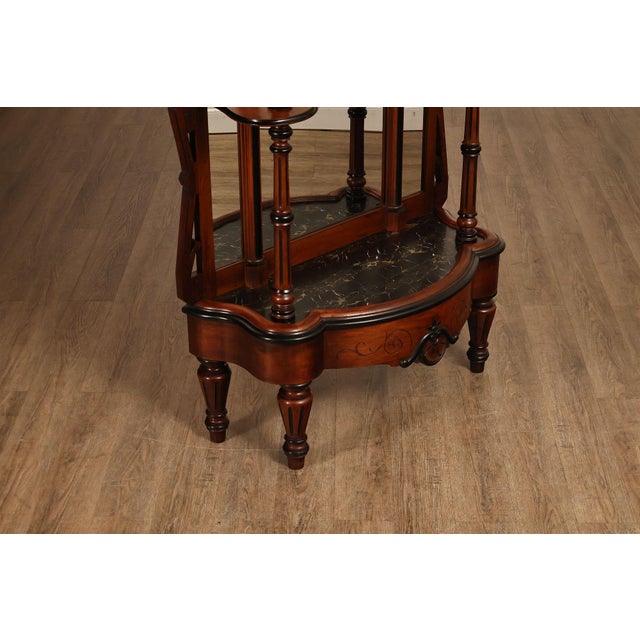 Mid 19th Century Antique American Renaissance Revival Walnut Mirrored Etagere Hall Tree For Sale - Image 5 of 18