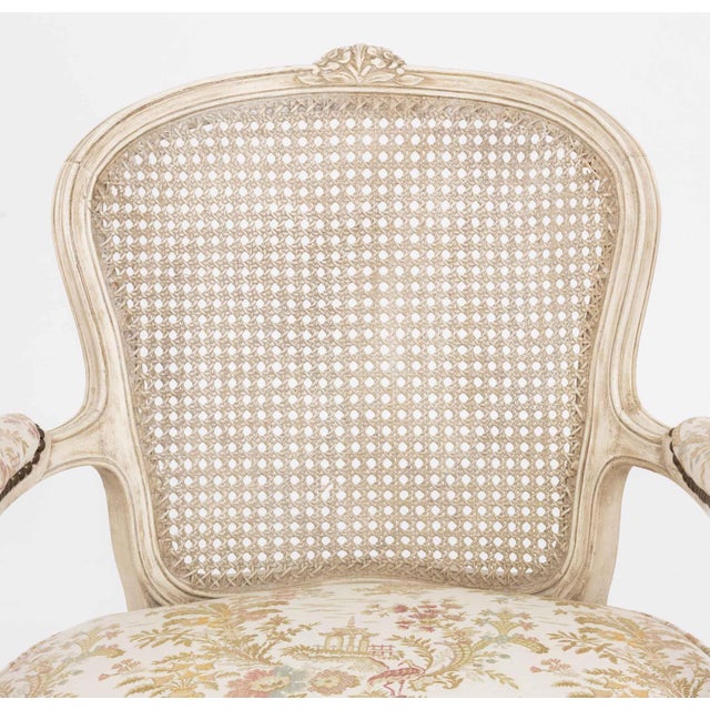 French Louis XV Style Cane Paneled Back Fauteuil For Sale - Image 3 of 6