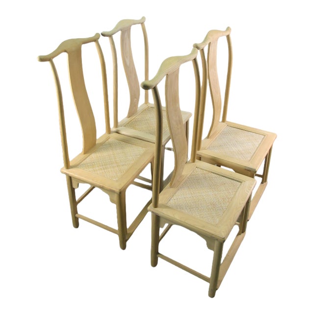 Natural Wood Color Vintage Dining Chairs, Set of 4 For Sale