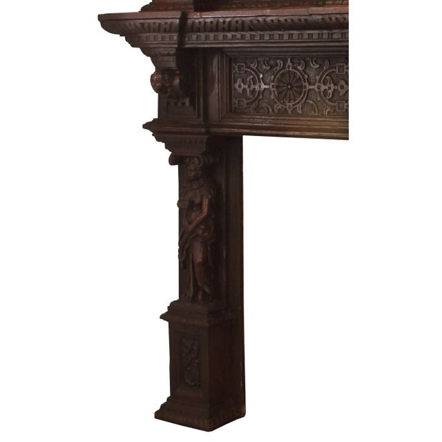 Mantel Antique Chestnut German Renaissance Style For Sale In New York - Image 6 of 8