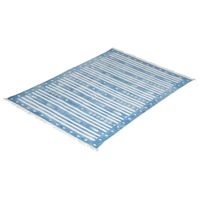 Not Yet Made - Made To Order Peppermint Rug, 10x14, Royal Blue & White For Sale - Image 5 of 5