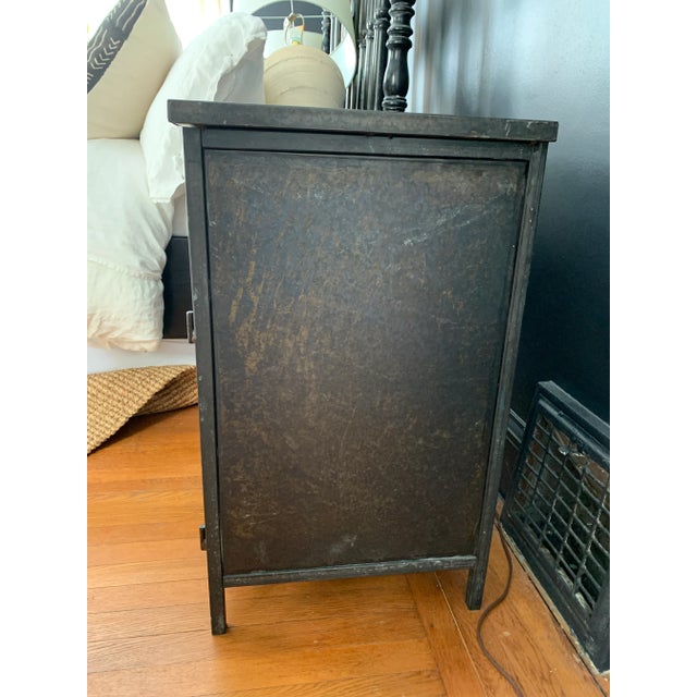 2010s Industrial Leather and Metal Nightstands - a Pair For Sale - Image 5 of 9