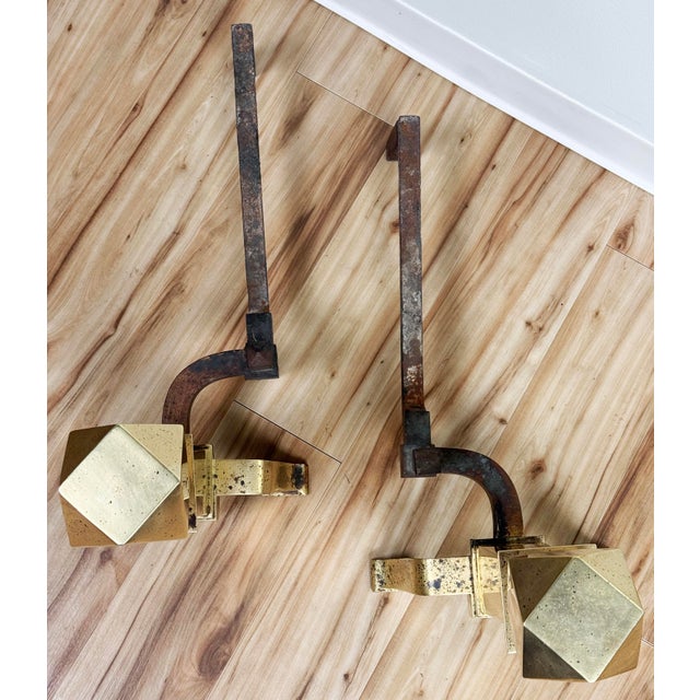 Antique Brass and Cast Iron Andirons or Chenets, a Pair For Sale - Image 10 of 10