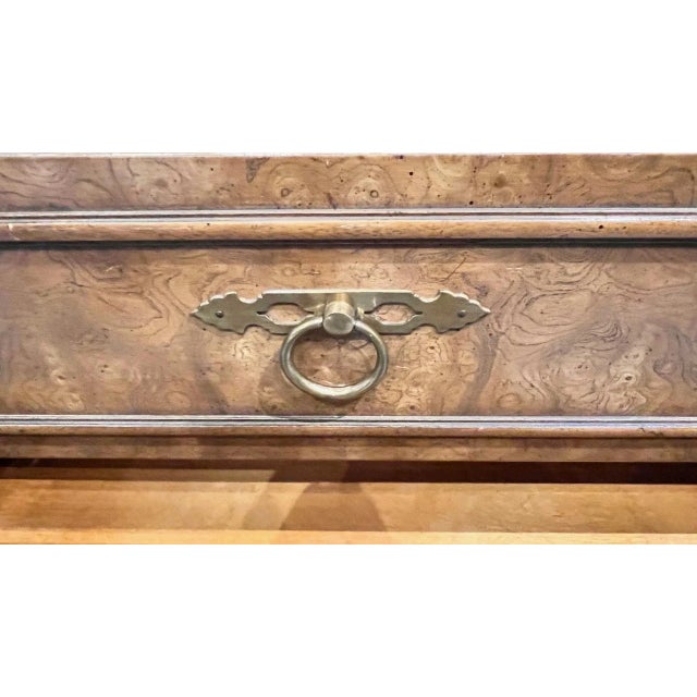 1970s Mastercraft Burlwood 9-Drawer Dresser W/ Brass Ring Pulls For Sale In Boston - Image 6 of 12