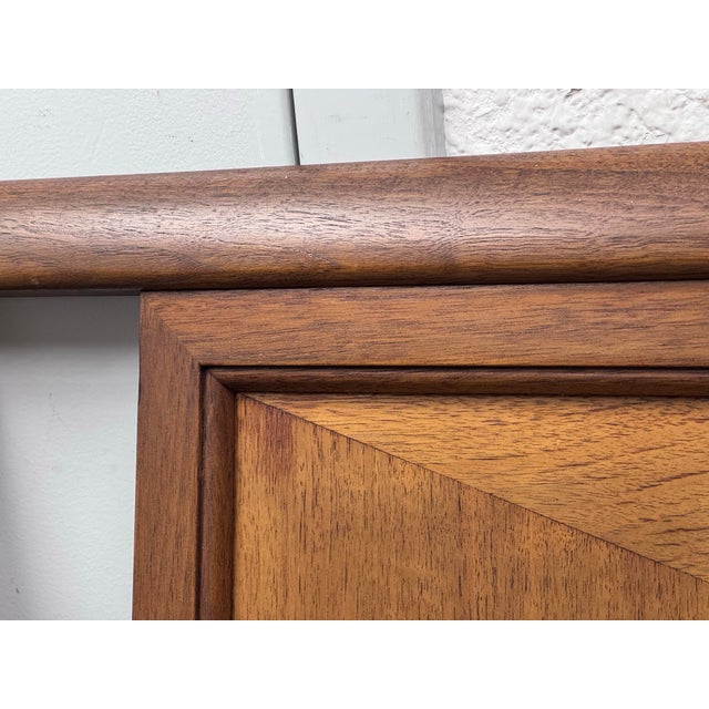 Circa 1960's Eastern King Size John Stuart for Mount Airy Janus Collection Walnut Headboard For Sale In San Francisco - Image 6 of 12