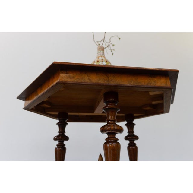 Antique Danish Hexagonal Walnut Burl Center Table, 1880s For Sale - Image 15 of 18