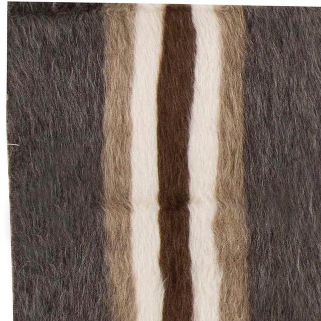 Animal Skin Taurus Collection Striped Brown, White, Grey, Goat Hair Rug by Doris Leslie Blau For Sale - Image 7 of 8