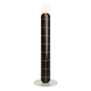 Handcrafted Ceramic Floor Lamp in Black Matt Glaze For Sale