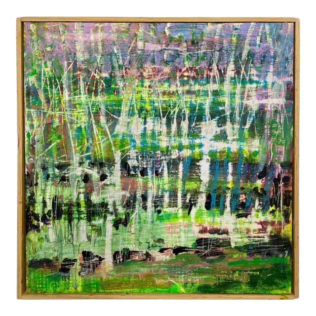 "Purple Haze, Jerry, Jimmy" Contemporary Abstract Expressionist Acrylic Painting, Framed For Sale